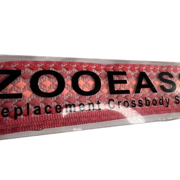 NEW ZOOEASS Replacement Crossbody Strap Pink Embroidered Gold Hardware - Picture 1 of 6